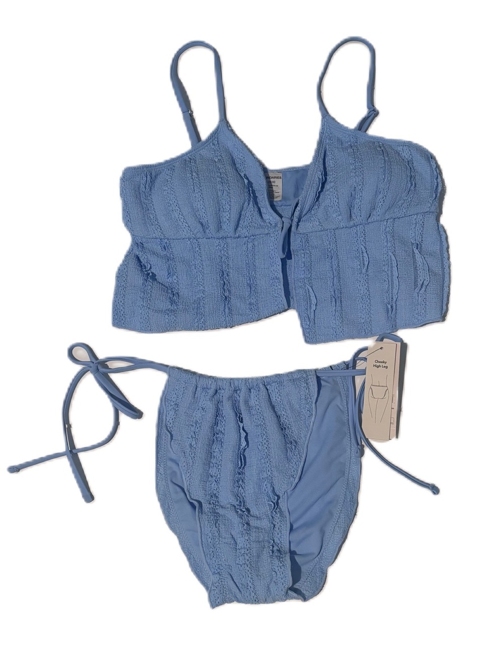 No Boundaries Blue Femme Lace Swim Set Tankini Top & String Bikini L (12-14) - Picture 3 of 12